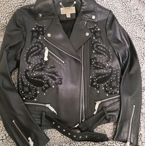 Michael Kors black studded leather jacket